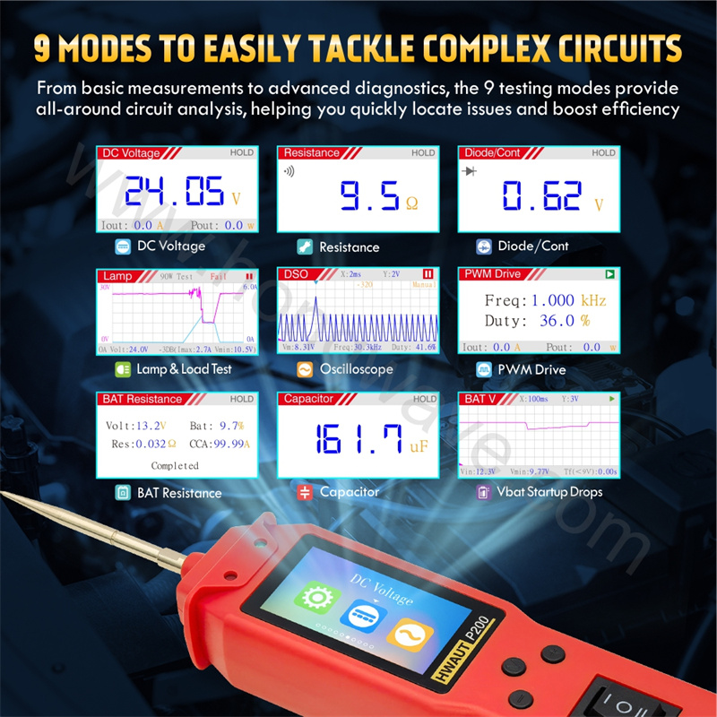 Electronics Repair Equipment - P100 P200 Automotive Circuit Tester 12V/24V